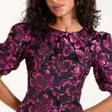 Blue Vanilla Luxe Puff Sleeve Jacquard Mini Dress