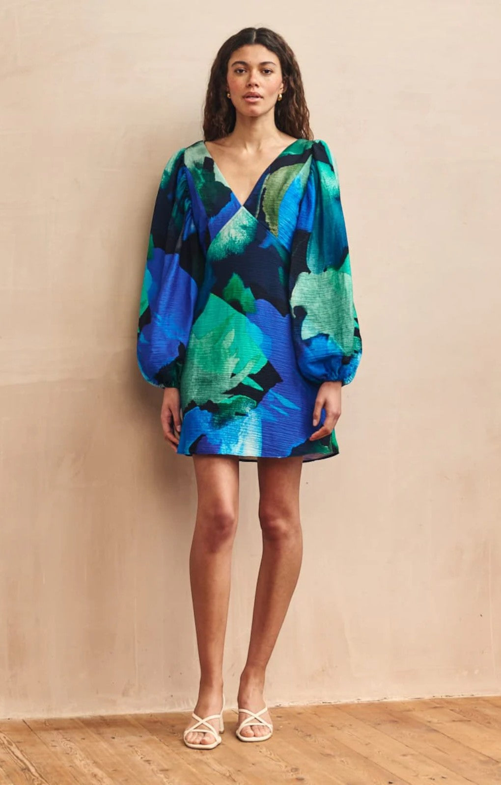 Nobody's Child Blue Watercolour Floral Zendaya Mini Dress