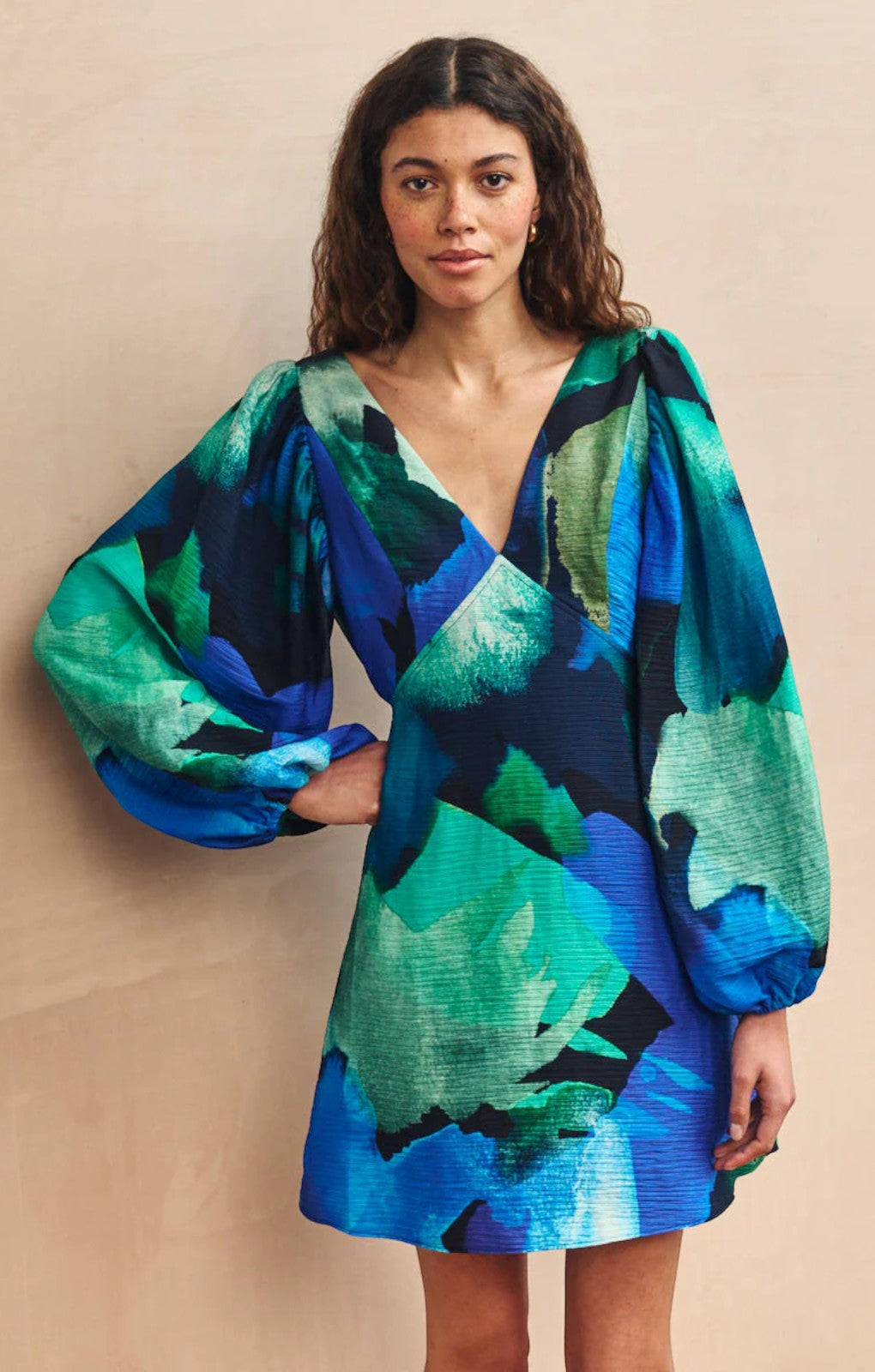 Nobody's Child Blue Watercolour Floral Zendaya Mini Dress