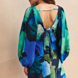 Nobody's Child Blue Watercolour Floral Zendaya Mini Dress