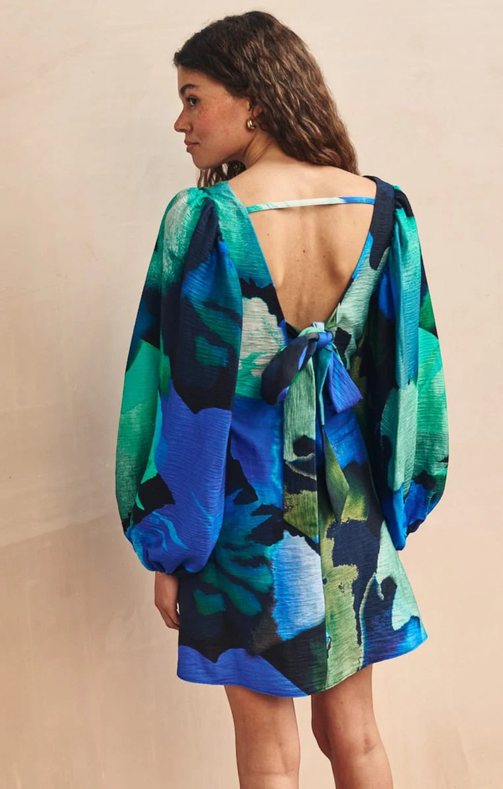 Nobody's Child Blue Watercolour Floral Zendaya Mini Dress