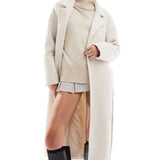 Brave Soul Boucle Formal Belted Coat in Cream