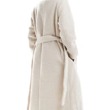 Brave Soul Boucle Formal Belted Coat in Cream