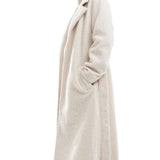 Brave Soul Boucle Formal Belted Coat in Cream
