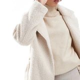 Brave Soul Boucle Formal Belted Coat in Cream