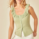 Nobody's Child Green Frill Collar Vest Top