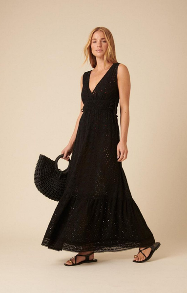 black broderie maxi dress Rent Nobody's Child Broderie Maxi Dress