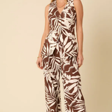 Nobody's Child Brown Floral Linen-blend Trousers