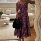 Dress The Population Elisa Deep Plum Midi Dress