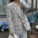 Glamorous Brown Multi-Check Oversized Blazer