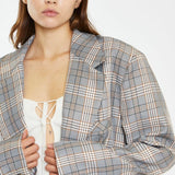 Glamorous Brown Multi-Check Oversized Blazer