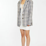 Glamorous Brown Multi-Check Oversized Blazer
