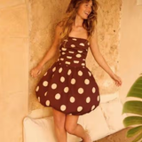 Nobody's Child Polka Dot Brown Felicity Bubble Hem Mini Dress