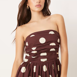Nobody's Child Polka Dot Brown Felicity Bubble Hem Mini Dress