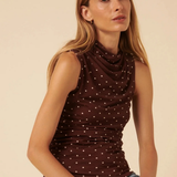 Nobody's Child Ruched Spot Sleeveless Top