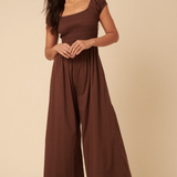 Nobody's Child Brown Shirred Bodice Alaska Jumpsuit