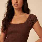 Nobody's Child Brown Shirred Bodice Alaska Jumpsuit