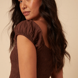 Nobody's Child Brown Shirred Bodice Alaska Jumpsuit