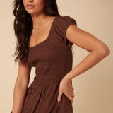 Nobody's Child Brown Shirred Bodice Alaska Jumpsuit