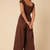 Nobody's Child Brown Shirred Bodice Alaska Jumpsuit