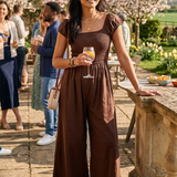 Nobody's Child Brown Shirred Bodice Alaska Jumpsuit
