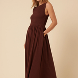 Nobody's Child Brown Shirred Bodice Billie Midi Dress
