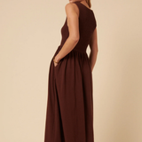 Nobody's Child Brown Shirred Bodice Billie Midi Dress