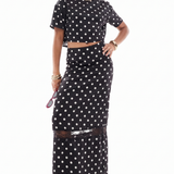 4th & Reckless cropped satin top in black polka dot