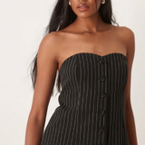 Vila Bandeau Detail Waistcoat in Black Pinstripe