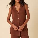 Nobody's Child Brown Textured Longline Waistcoat