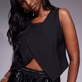 In The Style Tailored Asymmetric Top in Black