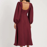 Nobody's Child Burgundy Balloon Sleeve Loredana Midi Dress