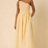 Nobody's Child Butter Yellow Asymmetrical Georgia Midaxi Dress