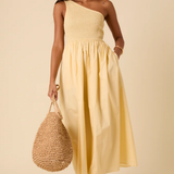 Nobody's Child Butter Yellow Asymmetrical Georgia Midaxi Dress