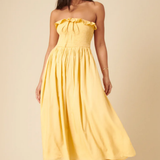 Nobody's Child Butter Yellow Bandeau Bela Midi Dress