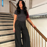 Glamorous Black High-Waisted Wide-Leg Trousers