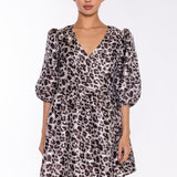 Glamorous Leopard Wrap Babydoll Mini Dress