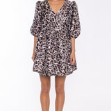 Glamorous Leopard Wrap Babydoll Mini Dress