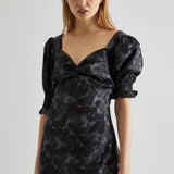 Glamorous Charcoal Winter Floral Maxi Tea Dress