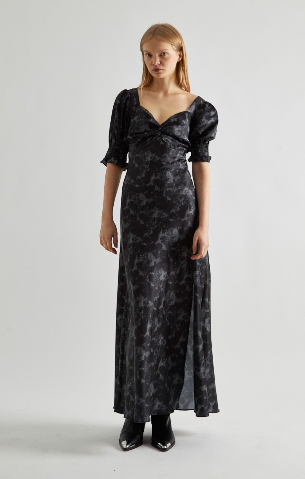 Glamorous Charcoal Winter Floral Maxi Tea Dress