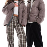 COLLUSION Unisex Puffer Jacket in taupe