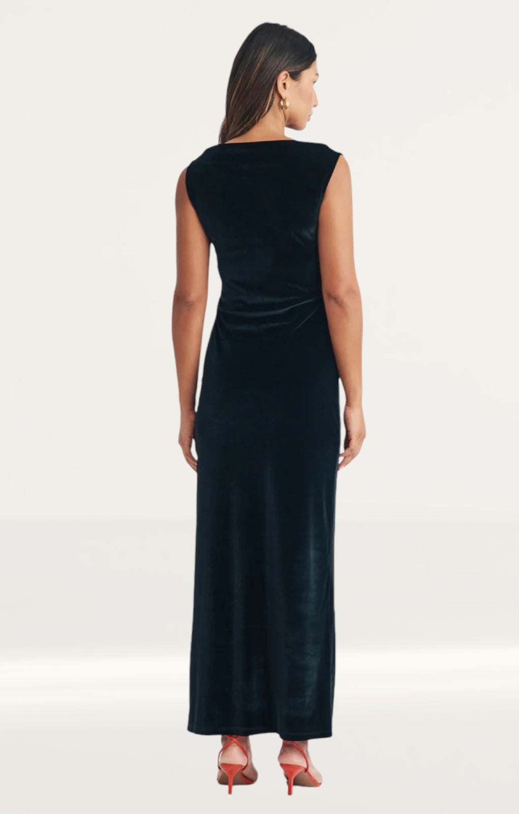 Nobody's Child Black Velvet Jersey Camille Midi Dress
