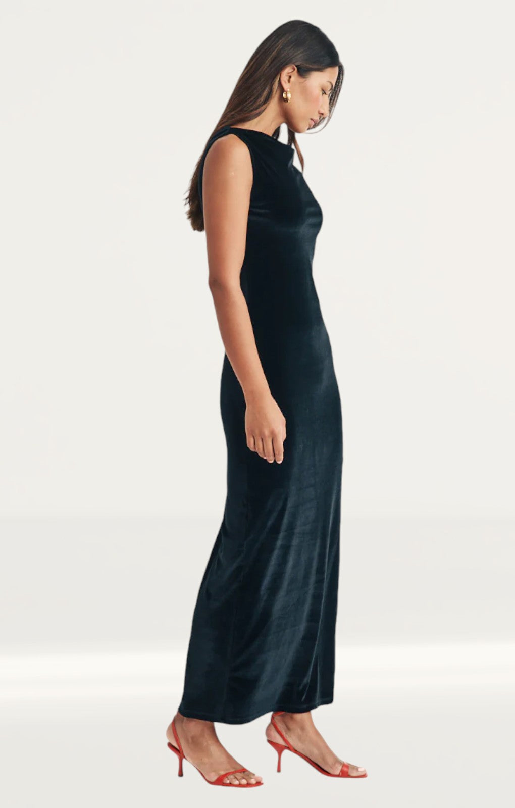Nobody's Child Black Velvet Jersey Camille Midi Dress