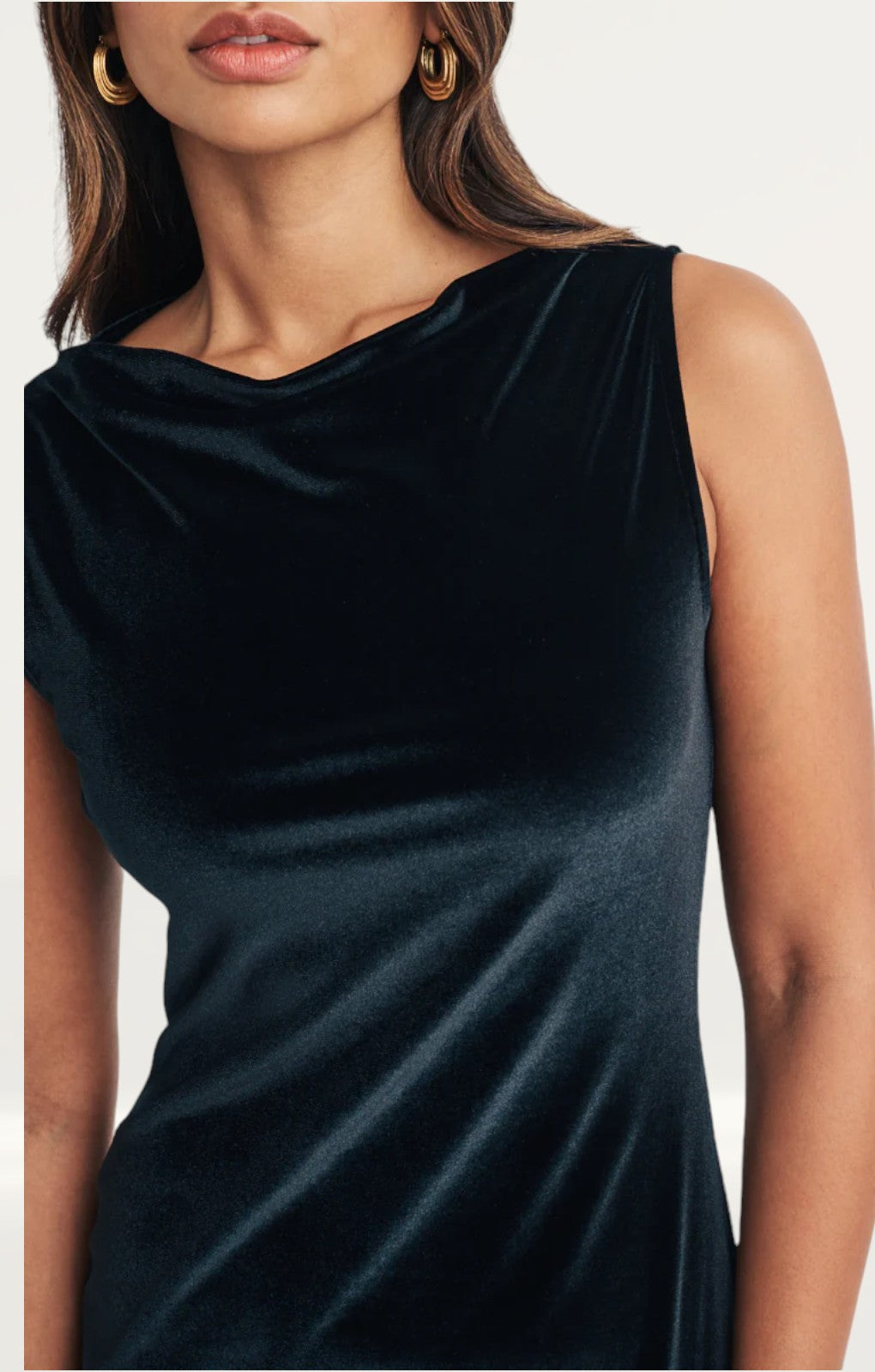 Nobody's Child Black Velvet Jersey Camille Midi Dress
