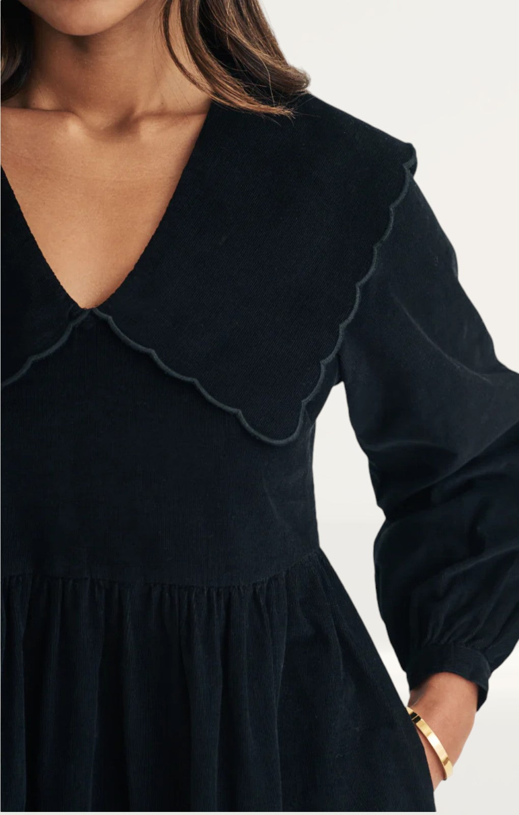 Nobody's Child Black Cord Peter Pan Collar Cassis Mini Dress