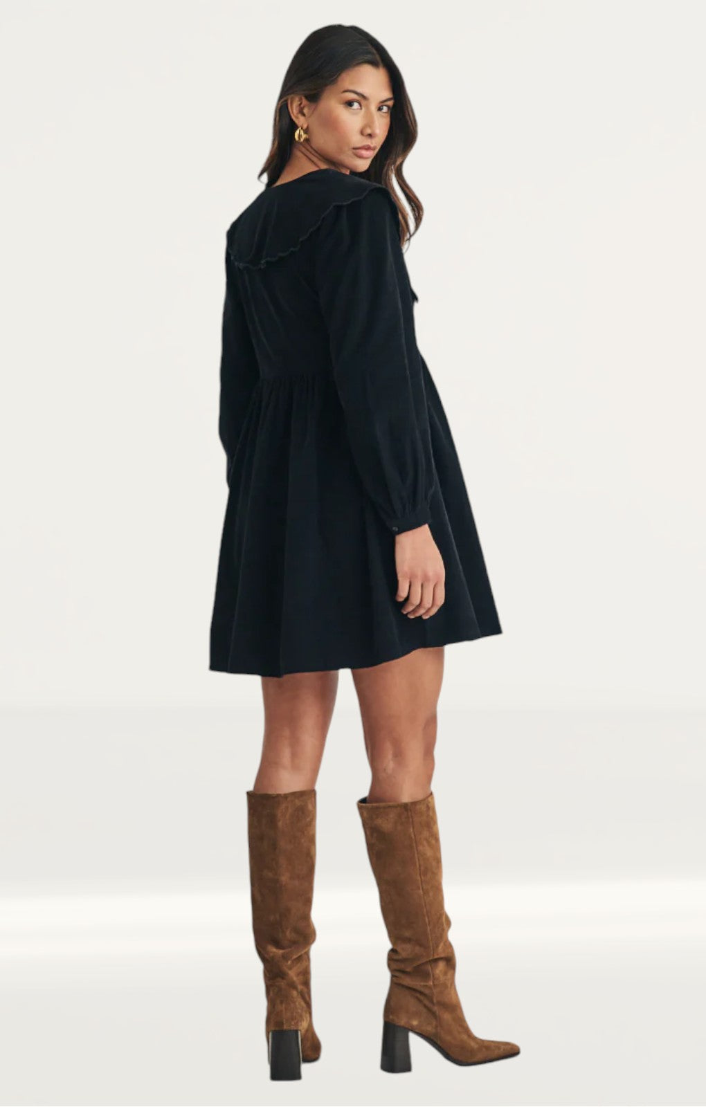 Nobody's Child Black Cord Peter Pan Collar Cassis Mini Dress