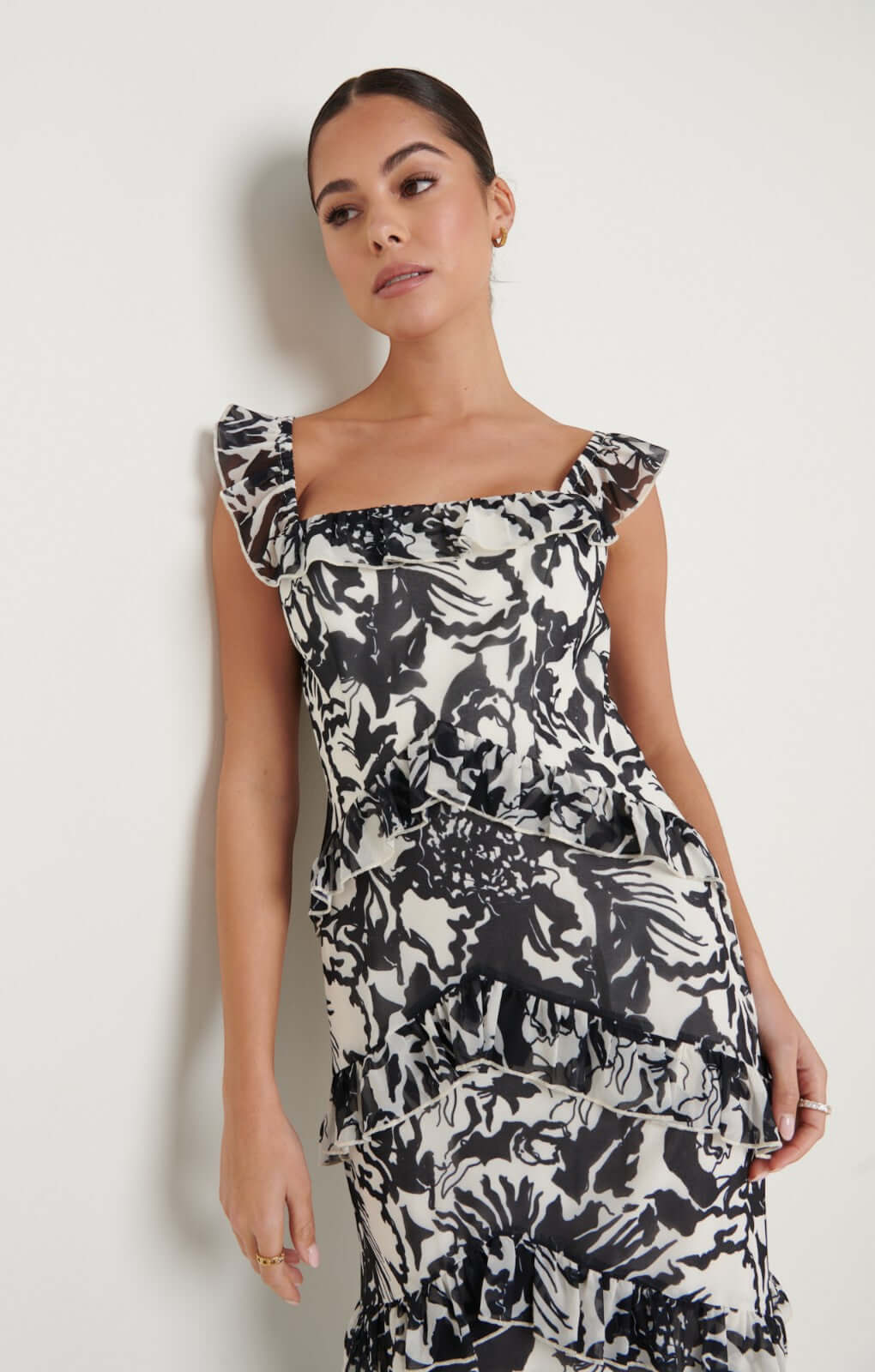 Pretty Lavish Cecile Monochrome Floral Maxi Dress
