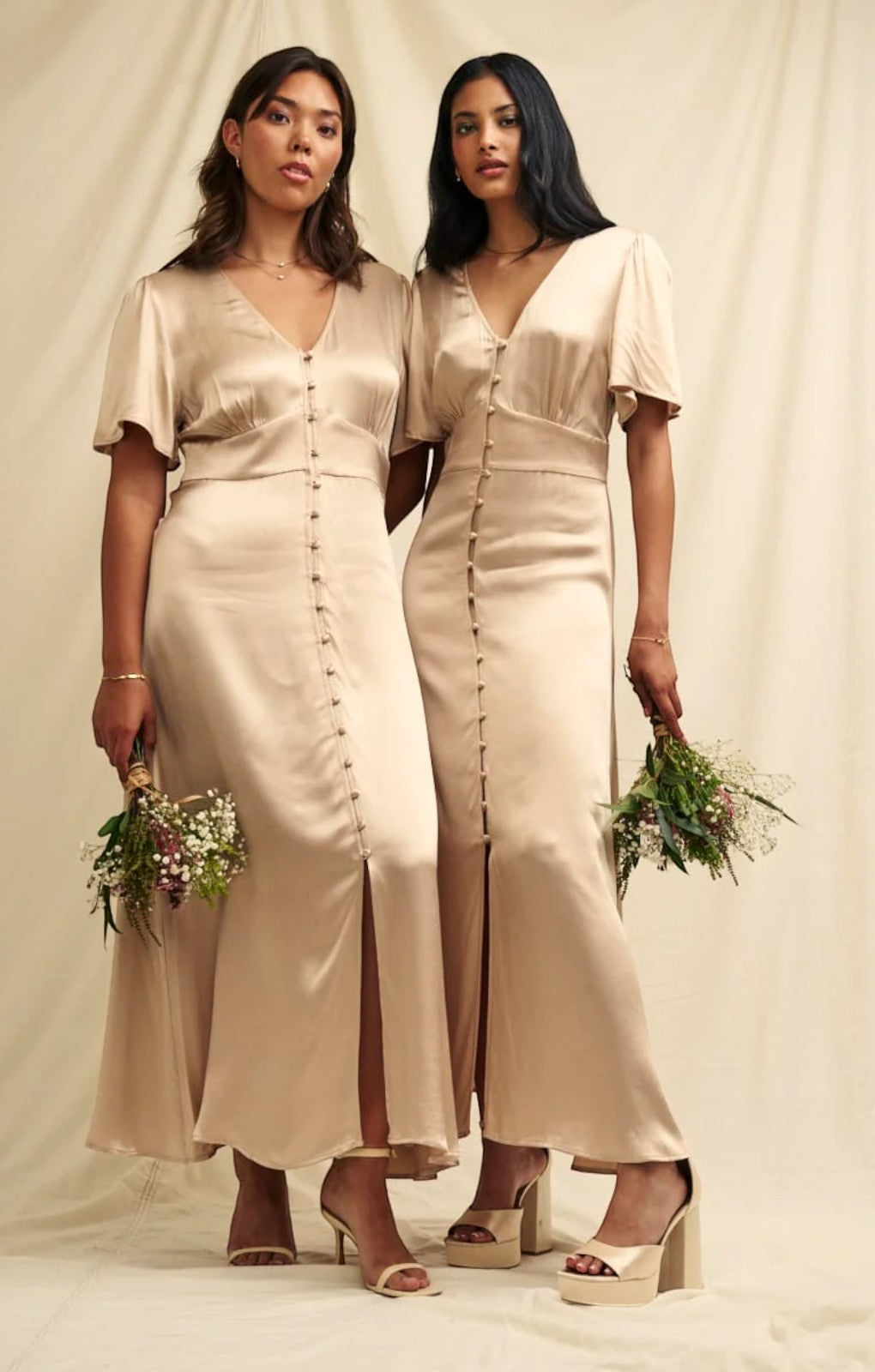 champagne midaxi dress Vesper satin midaxi dress in champagne