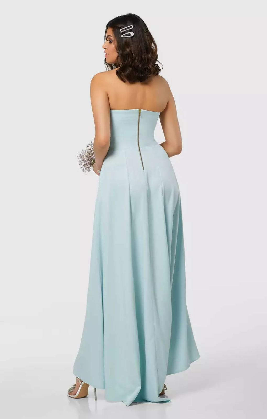 Rent Closet London Pale Blue Strapless Dress Hirestreet