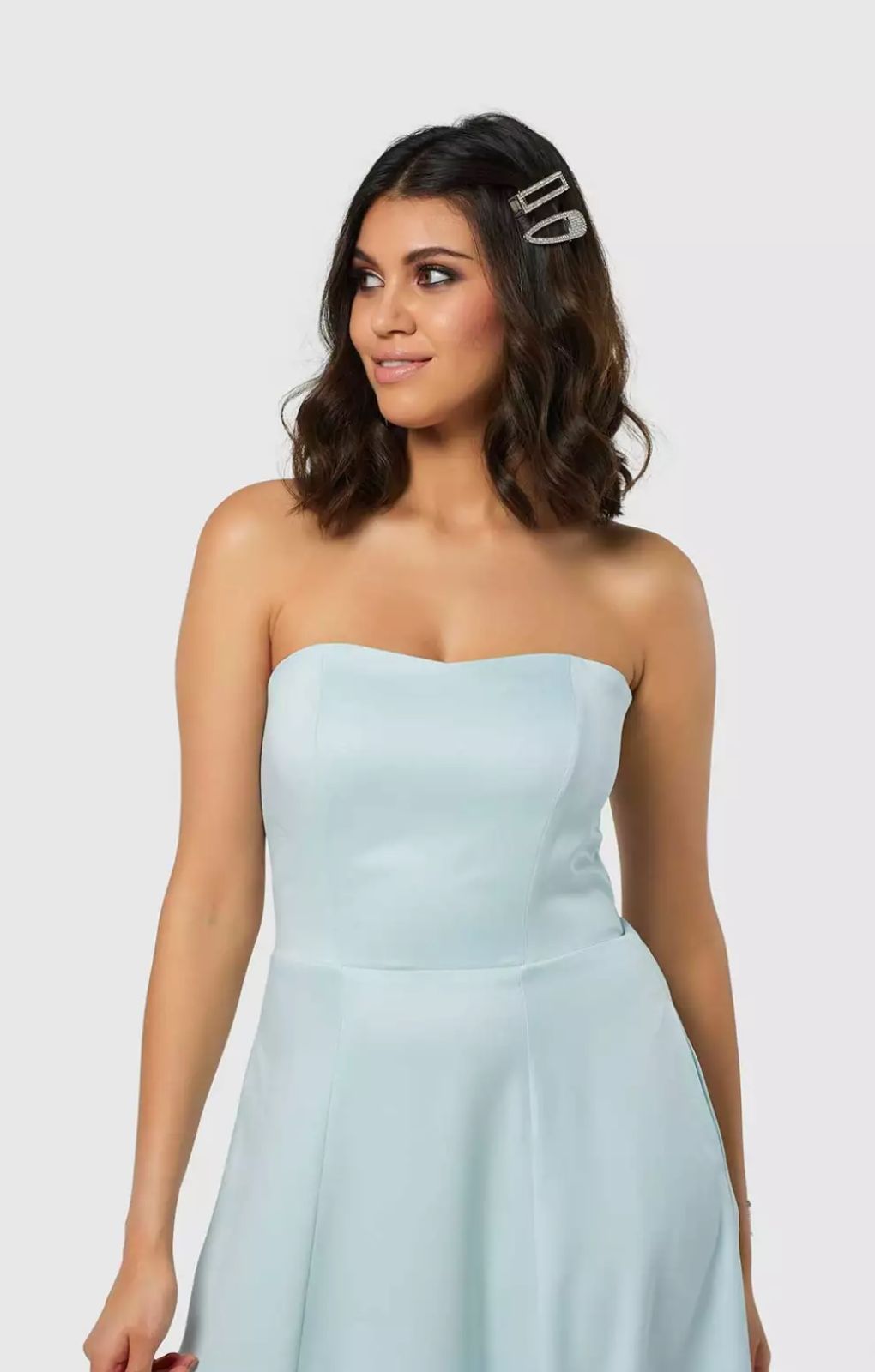 Rent Closet London Pale Blue Strapless Dress Hirestreet